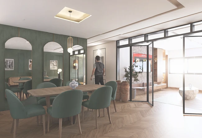 Floresta 194B: render de propuesta de interiorismo